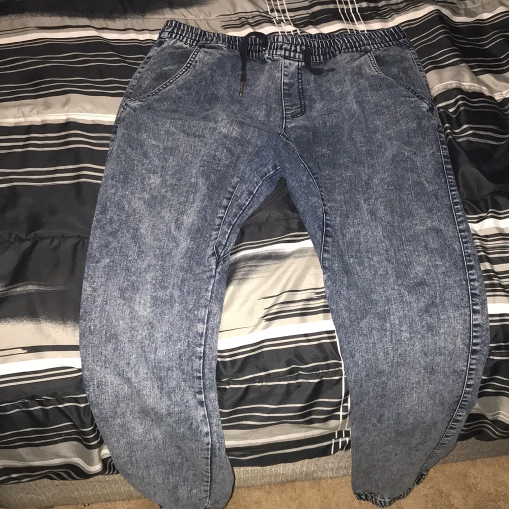 Blue Skinny Fit Tapered Jeans